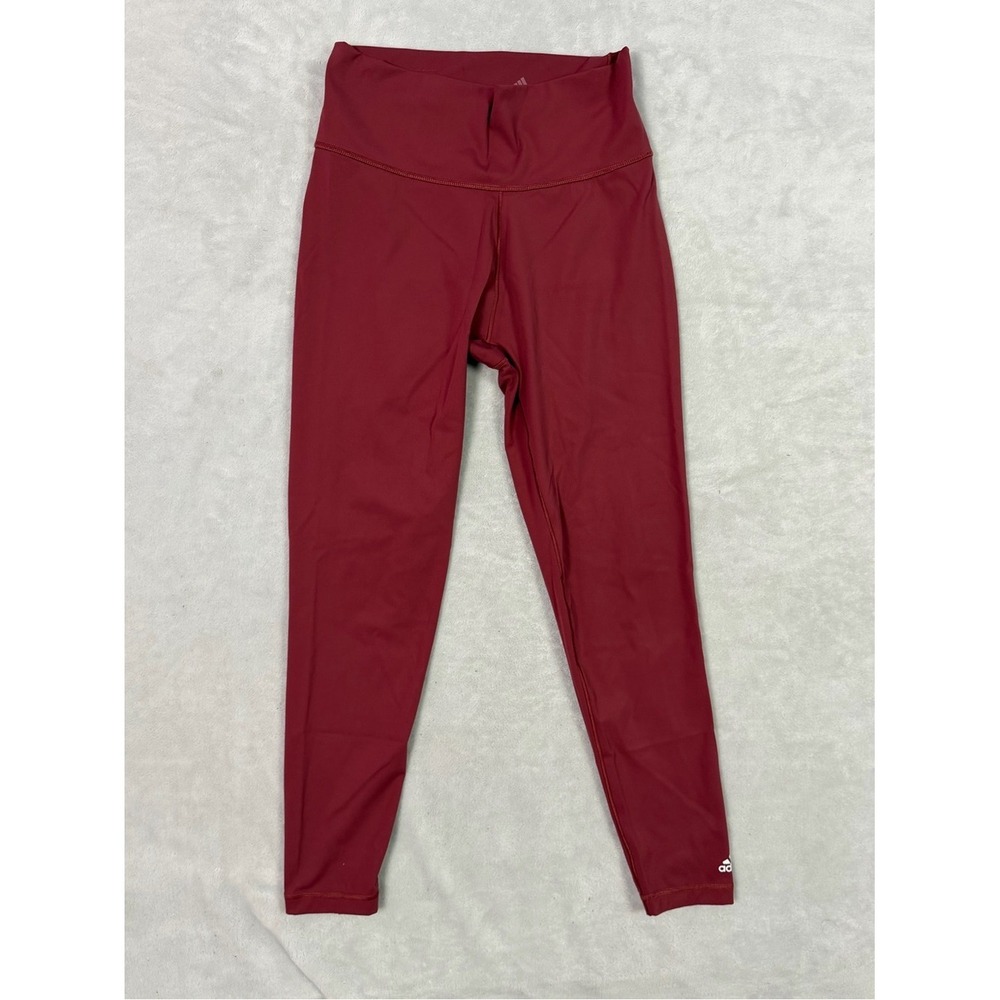 adidas High-Waist Leggings Womens M Burgundy Like New Sporty Athletic Yoga